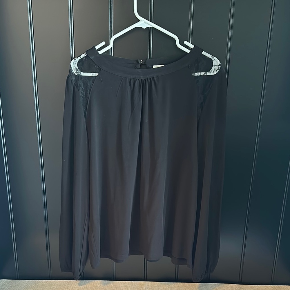 Elegant Black Blouse with Lace Accents